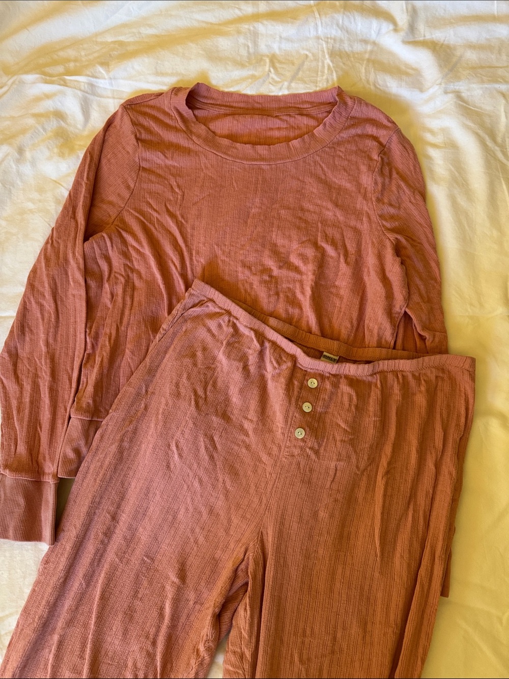 Old Navy Women's Long Sleeve Pajama Set in Dusty Rose
